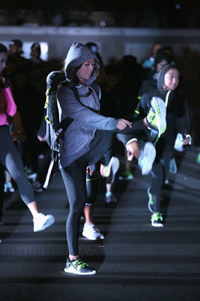 Reebok hosted an after-party at its lounge on Melrose Avenue, where the brand invited runners to cool down with a stretching session and replenish their energy with water and snacks.