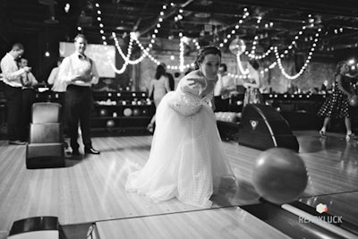 Bowling Bride at Wedding at Brooklyn Bowl