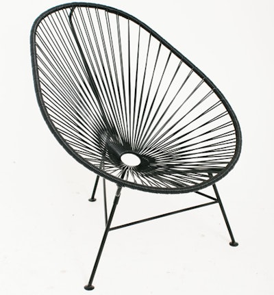Inspired by the open construction of Mayan hammocks, the Acapulco chair was a hit in the 1950s and '60s (as was its namesake tropical destination), and its pear-shaped frame still works well as an outdoor seating option. A version (pictured), $50, from Yeah Rentals comes in black, teal, white, and green and is available throughout Northern and Southern California.