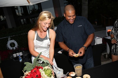 Professional tennis players work with chef partners to prepare dishes for guests, living up to the event’s tagline of “You’ve never had food served like this.” Tennis pro Alison Riske paired with chef Timon Balloo of SugarCane Raw Bar Grill.