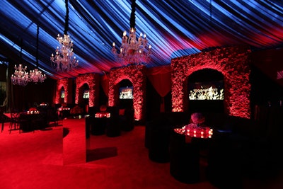 'Some 9,000 pavé roses and strategically placed furniture vignettes worked together to create a dramatic ‘hot’ look for an A-list Hollywood event.'