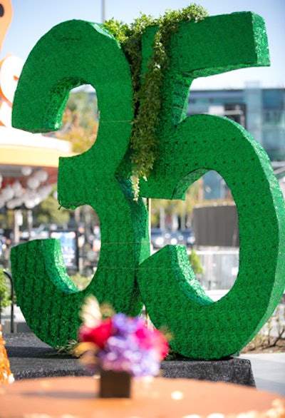 Oversize numerals served as decor in celebration of the big anniversary.