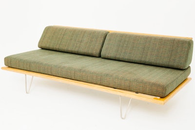Yeah Rentals' Modernica daybed, $400 ($450 with ottoman), in a muted green fabric sticks to minimal mid-century design and is available throughout Northern and Southern California.