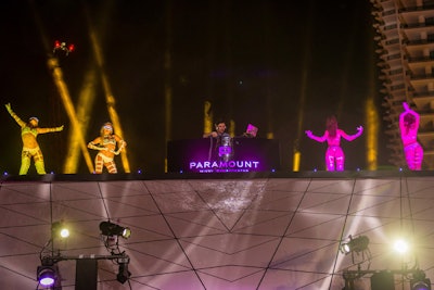 The DJ booth was set up on the roof of the sales center.