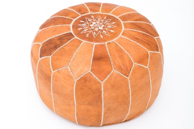 The Moroccan pouf, $35, from Yeah Rentals adds a bohemian touch to a casual event; it comes in a mix of bright and natural leather shades and is available throughout Northern and Southern California.