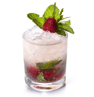 Martin also prepares another warm-weather libation called the Raspberry Bramble, which includes Privateer Rum, fresh lime juice, simple syrup, St. Germain liqueur, sparkling wine, and raspberries.