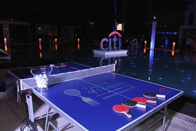 A ping-pong table had the event logo—a tennis racquet fused with a fork—as well as presenting sponsor Citi's logo. There was also a 60-foot blue carpet for arrivals.