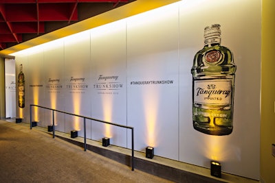 Customization continued inside, where clean images of the gin's bottle and logo lined the entrance hallway.