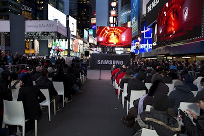 The event was streamed live around the world and viewing area in Times Square