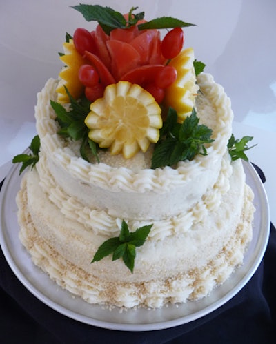 Chicago’s Meatloaf Bakery, which got its start making cupcake-shaped meatloaf topped with mashed-potato “frosting,” now makes entire savory cakes. The centerpiece-worthy snack can be served as lunch at afternoon affairs like bridal showers.