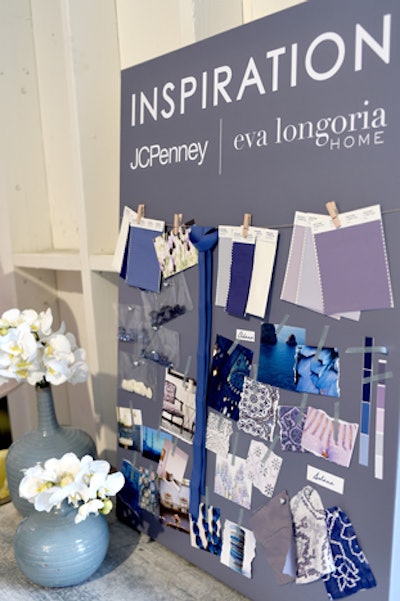 Gartin displayed inspiration boards featuring fabric and photos of travel destinations that had inspired Longoria in her designs throughout a barn that functioned as a showroom.
