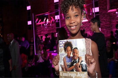 Presenter and Essence Cover Girl, Quvenshané Wallis, pictured here with Jamie Foxx from Annie