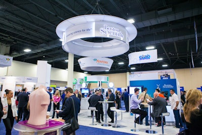 The exhibition floor of Pri-Med South in one of the halls at the Broward County Convention Center