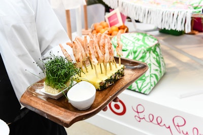 For the V.I.P. party, the menu, provided by Bryant Park Grill, consisted of fresh, seasonal resort fare such as scallop and shrimp ceviche in cucumber cups, fresh tuna tacos, and key lime macarons.