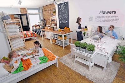 Waitstaff used breakfast trays to serve visitors complimentary meals at Ikea’s pop-up Breakfast in Bed Café in London’s Blackall Studios.