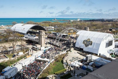 Across the street from the theater in Grant Park, the free fan festival known as Draft Town was the approximate size of 15 football fields. The 90,000-square-foot 'town' inhabited the same space where Lollapalooza is held annually.