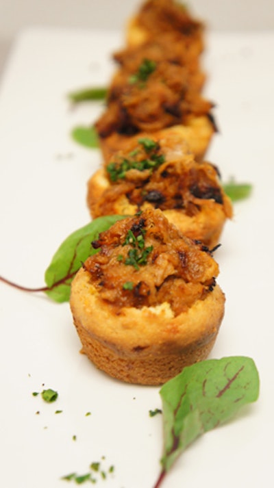 Fire-roasted tomato and chipotle beef chili served inside jalepeño-flecked buttermilk cornbread bites, by Truffleberry Market in Chicago