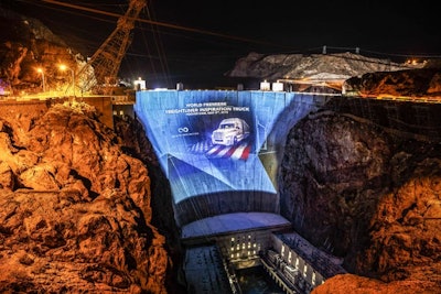 Freightliner launched its self-driving semi truck with an awe-inspiring show projected on Hoover Dam.