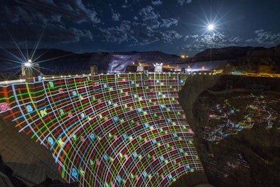 Hoover Dam became a screen the size of nine football fields for the stunt.