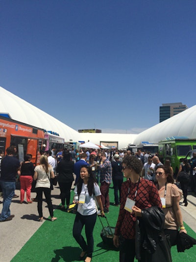 In line with the casual nature of the event, food trucks lined the pathway between the two pavilions that housed the conference.