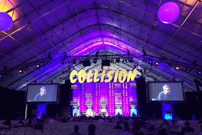 The Collision conference took place at the World Market Center, where multiple speaker stages filled two large pavilions.