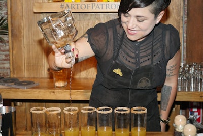 Four Los Angeles bartenders created cocktails using Patrón tequila. Rosie Ruiz served “Mama Loves Mango” with Roca Patrón Añejo, rimmed with a mix of cayenne and sugar.