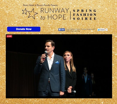 Organizers streamed the entire gala online, including opening remarks from TV personalities and hosts Bill and Giuliana Rancic. Online viewers could click the 'donate now' button to make an instant contribution to Runway to Hope.