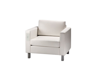 The Roma chair provides comfortable seating that offers multiple functions with built-in AC outlets.