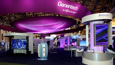 Genentech Oncology Booth: Projection Mapping on Dome, Interactive Gaming Kiosks, and Custom Lighting