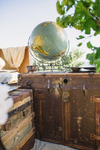Globe, from $20 to $65, and vintage trunk, from $45 to $100, available throughout California from Found Vintage Rentals