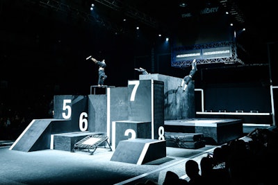 The Beckman-designed Alexander Wang for H&M launch had an industrial gymnasium setting.