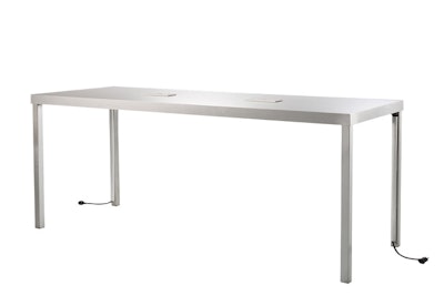 Need to power your workspace? Utilize tables such as the G30 cocktail table, which features AC outlets.