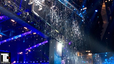 Rain and custom water effects by TLC Creative add ‘waterfalls’ to a television performance.