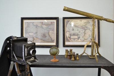 Binoculars, from $65 to $85; globes, from $25 to $95; and antique stereoscopes, from $65 to $95, available nationwide from Eclectic Props