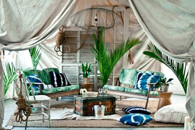 The Cabana Styled by Anthony from Zio and Sons Using Palm Springs Love Seats and Pillows