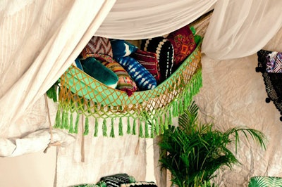 A Variety of our Pillows in our Hammock for a Swimwear Event