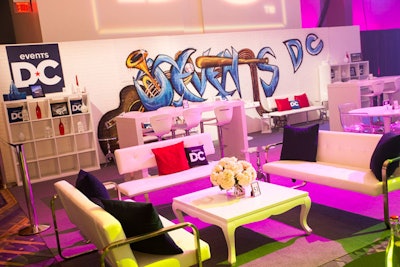 EventsDC used graffiti art to make its logo stand out in its sponsor lounge.