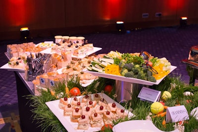 Citi Open opted for picnic-style fare like ham and Brie sandwiches, turkey on focaccia, with small bags of kettle chips and crudités for its lounge area.