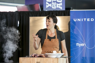 Sustainable food expert Anya Fernald of Belcampo Meat Company led a demonstration on Sunday.