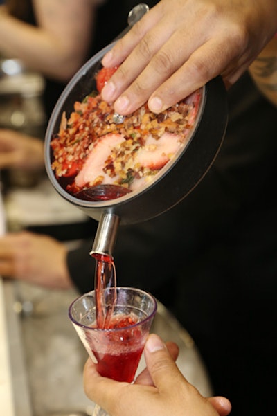 Another semifinalist in the competition, Elmer Mejicanos of Tony's Pizza Napoletana in San Francisco created a cocktail called 'Pandero.' Some of the drink's ingredients were toasted bread, strawberry, mint foam, and citrus tea.