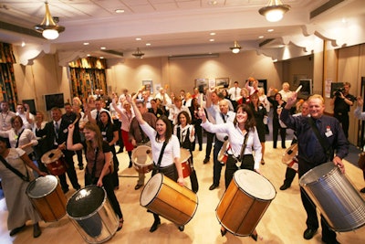 Catalyst Teambuilding Events offers the BeatsWork program, which transforms a group into a giant percussion band with each person playing a part, in time and on cue.