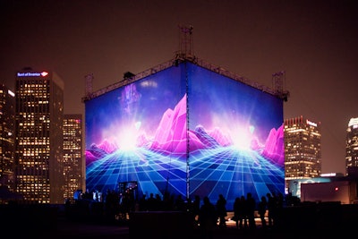 The first Red Bull at Night was held February 21 and featured a four-story cube on the Exchange Building rooftop in Los Angeles.