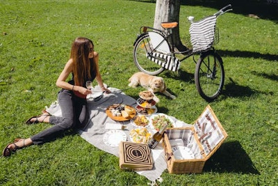 For a picnic in Central Park, guests at the Mark Hotel in New York can grab to-go lunches created by famed chef Jean-Georges Vongerichten to carry or to take via the hotel's custom bikes, which feature details such as monogrammed bells and come with signature black helmets and baskets. The a la carte menu includes steamed shrimp salad, grilled organic chicken sandwich, and a cookie plate, with items ranging in price from $7 to $37. The gourmet basket contains all the picnic essentials as well, including a blanket, cutlery, and condiments, along with an illustrated bike map curated by the chef concierge. To request, call the concierge at 212.606.3129.