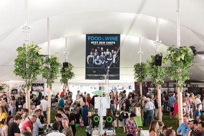The Grand Tasting Pavilion is the epicenter of the Food & Wine Classic in Aspen, where 300 epicurean and lifestyle brands showcase their products. Attendees gather to taste wine and food from around the globe, meet and greet winemakers and star chefs, and more.