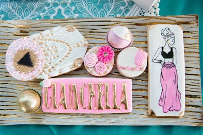 There were also custom cookies in the event's signature hues of gold and pink. The cookies were created by You Can Call Me Sweetie.