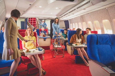 The Pan Am Experience is a dinner-theater-like event meant to the evoke the golden age of air travel.