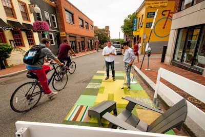 During a Washington event last September known as Parking Day—a way for community members to collaborate on creating temporary parks in parking spaces—the retailer Flor created a putting green using its own modular carpet tile product.