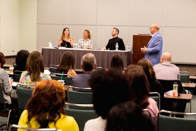 Jaclyn Johnson of No Subject, Bess Wyrick of Celadon and Celery, and Josh Murray of Extraordinary Events joined BizBash C.E.O. and founder David Adler to open the day with a morning workshop on social media and events.