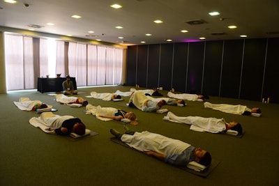 The conference offered a yoga room where attendees could experience a variety of relaxation techniques during the meeting breaks.