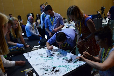 During a session on incorporating art into meetings, attendees had the chance to work together to create a painting.